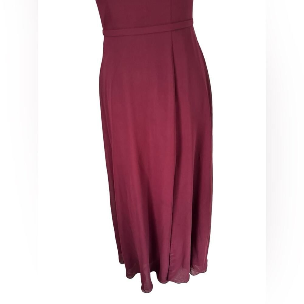 Azazie Bridesmaid Dress Burgundy Long Wedding Guest Formal Open Back Wine Sz A0 - Picture 8 of 16